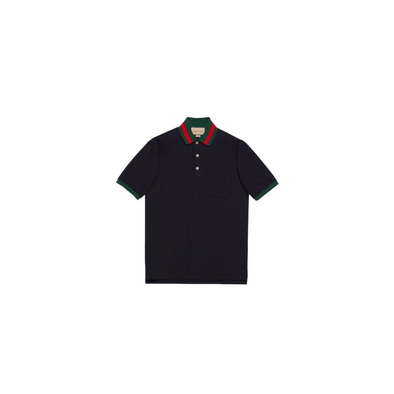 GUCCI COTTON PIQUET POLO WITH WEB COLLAR