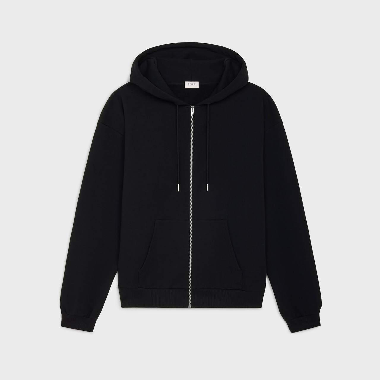 CELINE ZIPPED HOODIE IN COTTON FLEECE IN BLACK/WHITE