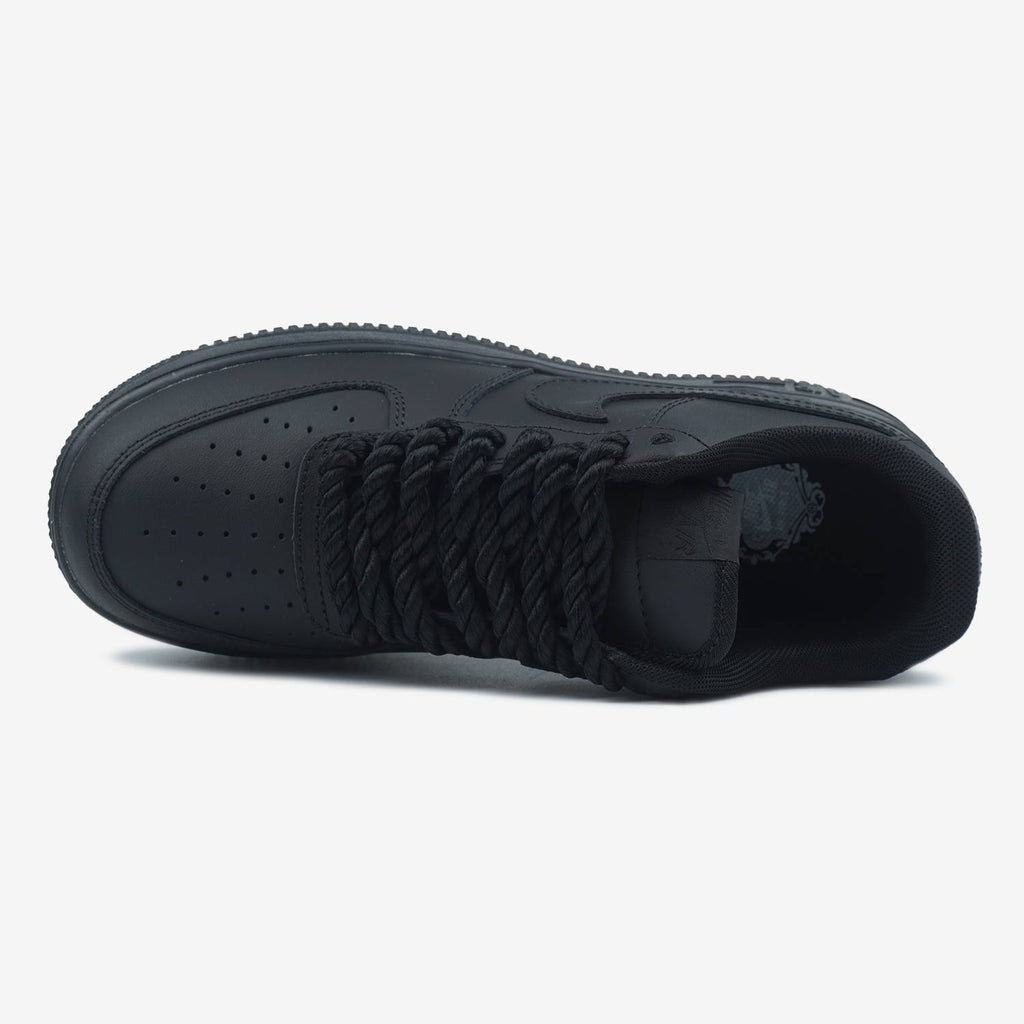 NIKE AIR FORCE 1 LOW BLACK ROPE LACES
