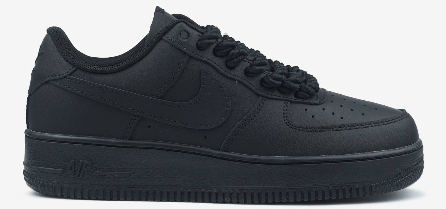 NIKE AIR FORCE 1 LOW BLACK ROPE LACES