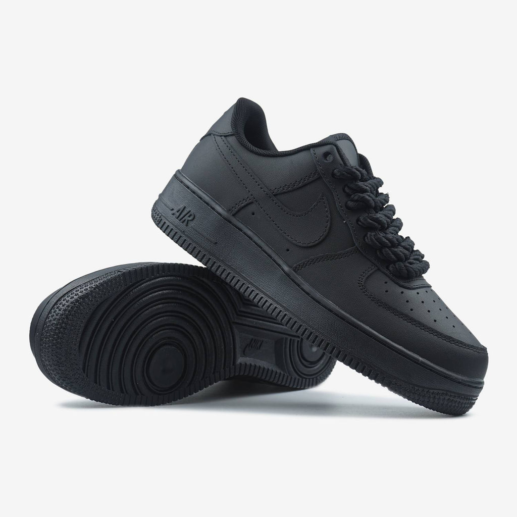 NIKE AIR FORCE 1 LOW BLACK ROPE LACES
