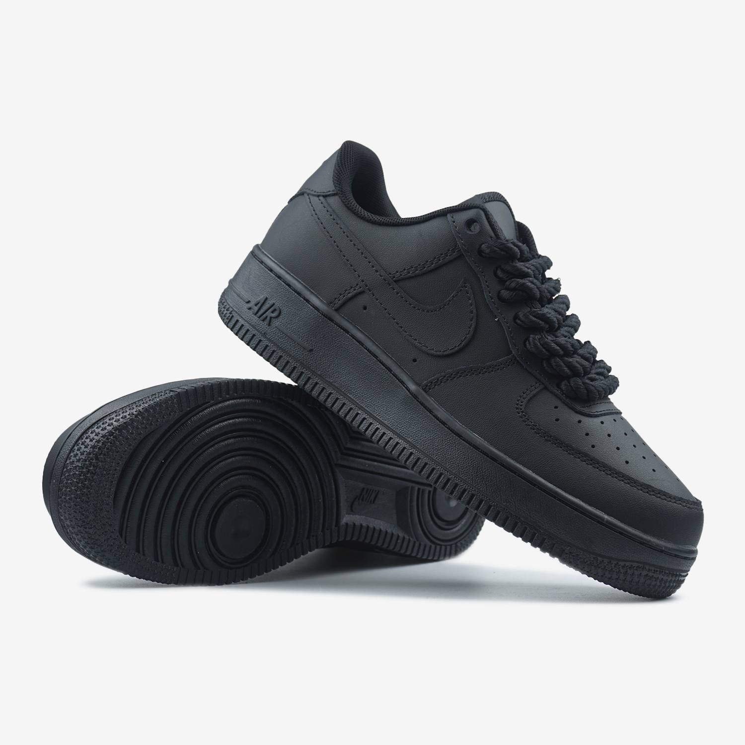 NIKE AIR FORCE 1 LOW BLACK ROPE LACES