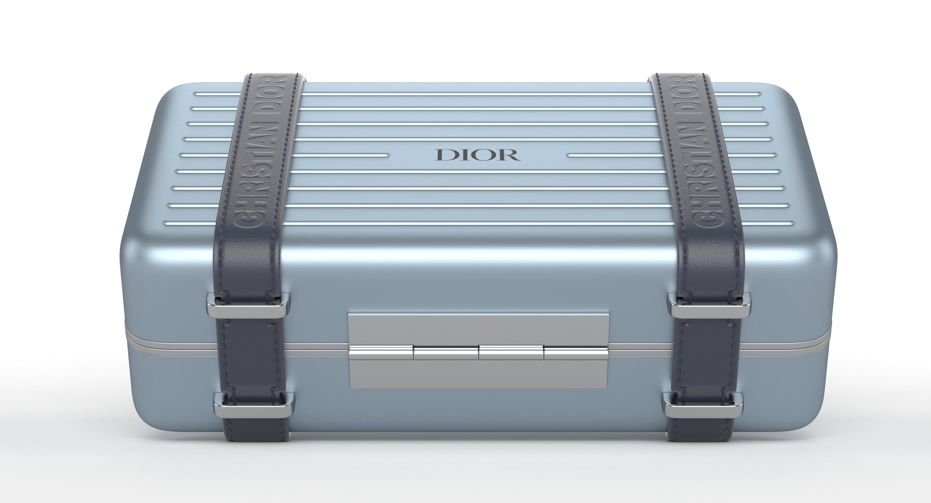 DIOR X RIMOWA PERSONAL CLUTCH ON STRAP IN LIGHT BLUE