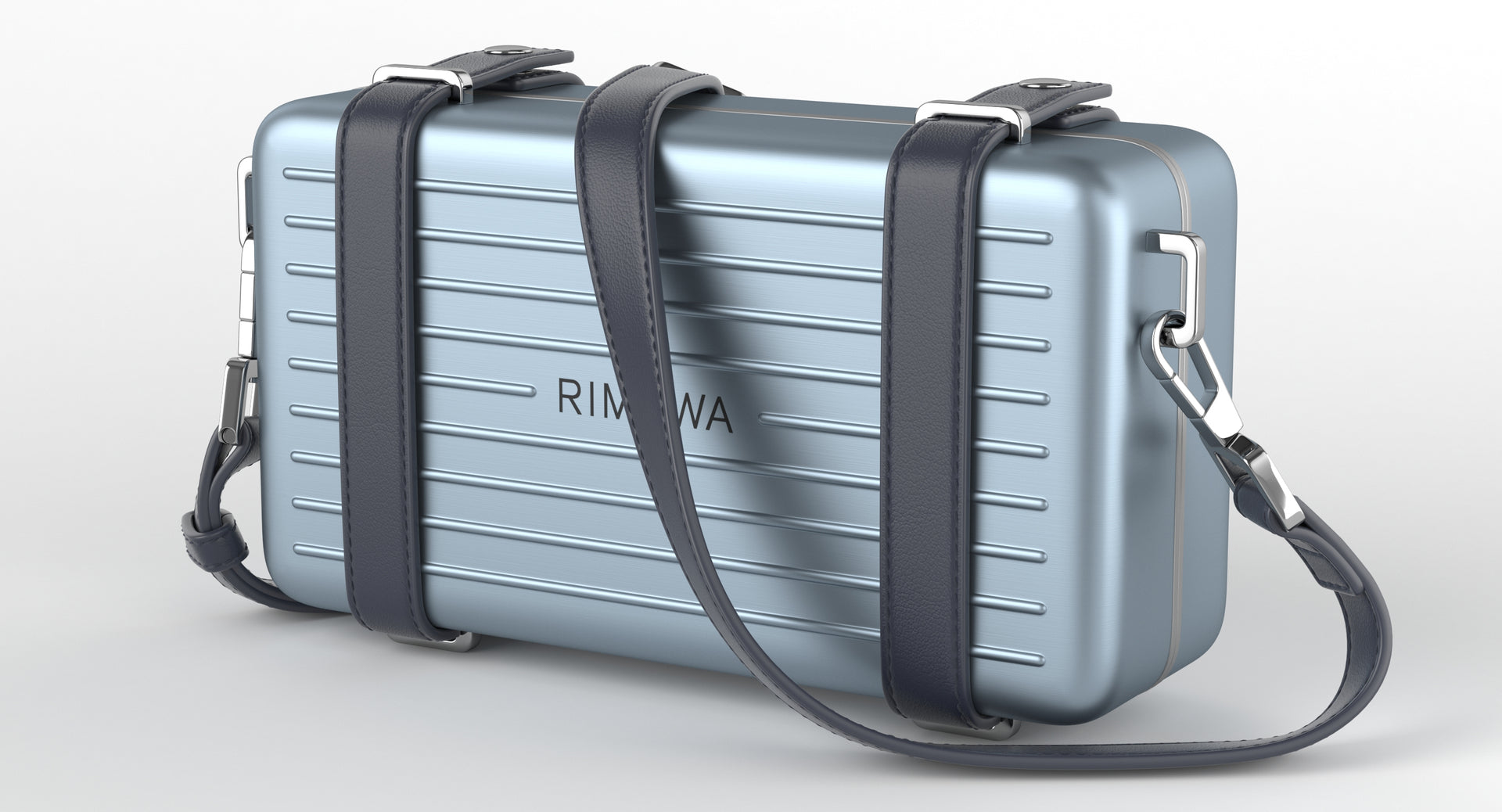 DIOR X RIMOWA PERSONAL CLUTCH ON STRAP IN LIGHT BLUE