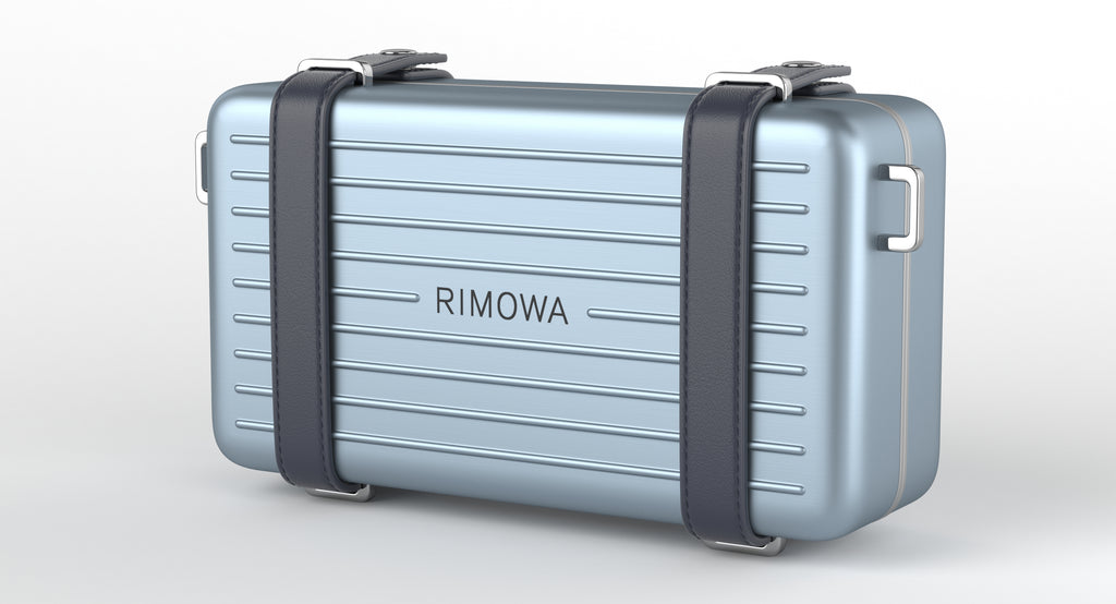 DIOR X RIMOWA PERSONAL CLUTCH ON STRAP IN LIGHT BLUE