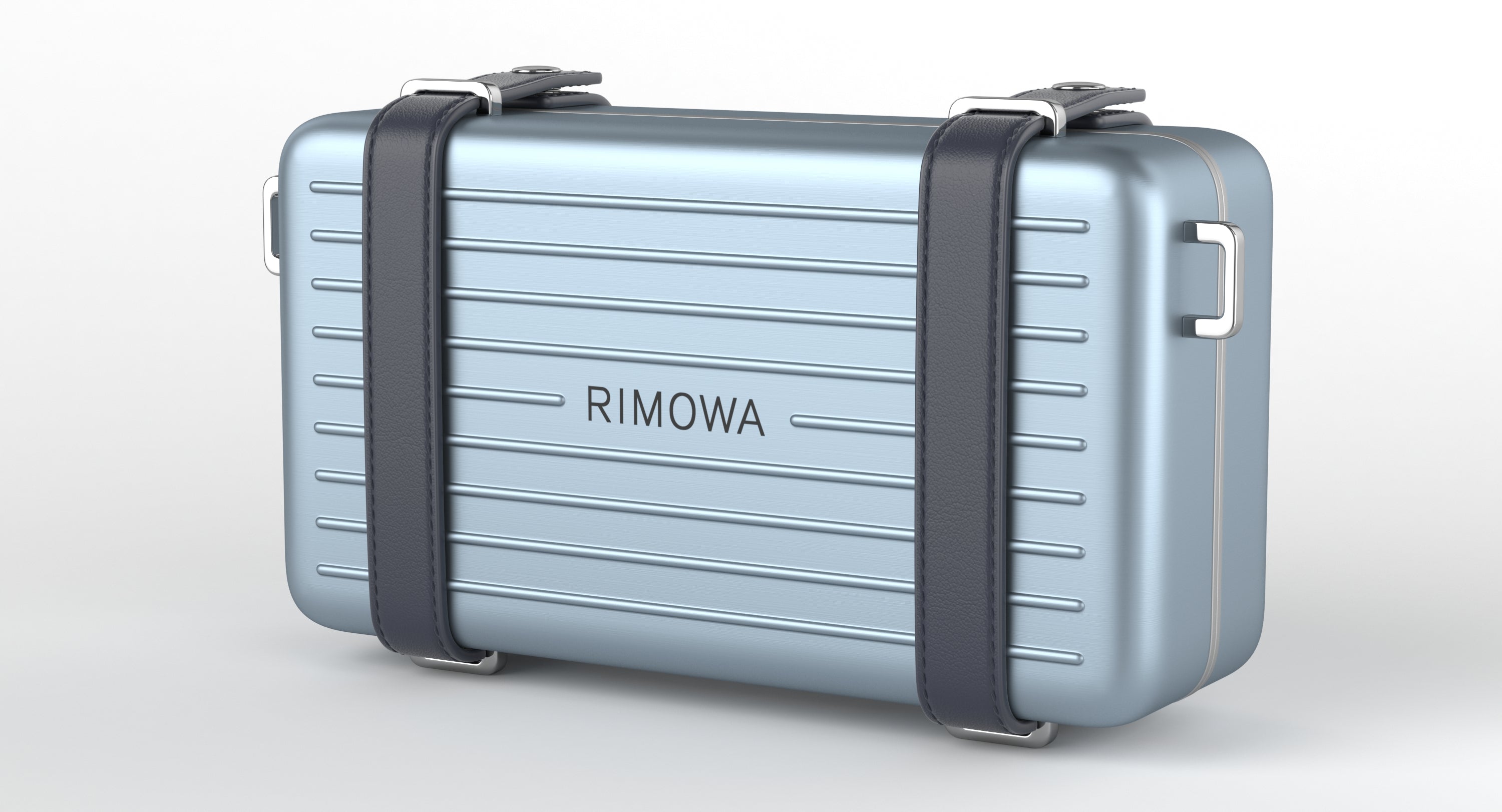 DIOR X RIMOWA PERSONAL CLUTCH ON STRAP IN LIGHT BLUE