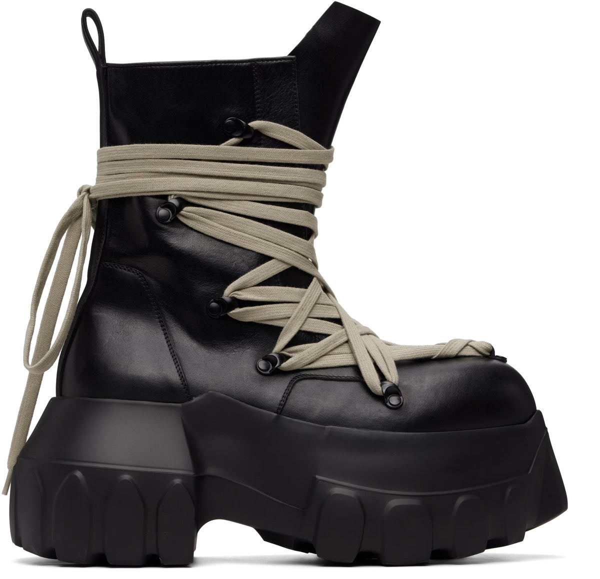 RICK OWENS BLACK TOWER MEGALACE MEGA TRACTOR BOOTS