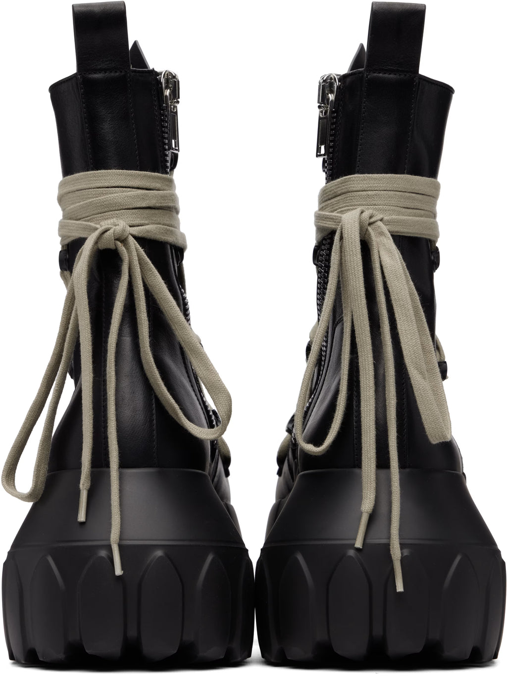 RICK OWENS BLACK TOWER MEGALACE MEGA TRACTOR BOOTS