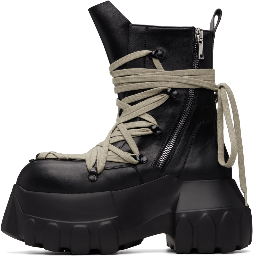 RICK OWENS BLACK TOWER MEGALACE MEGA TRACTOR BOOTS