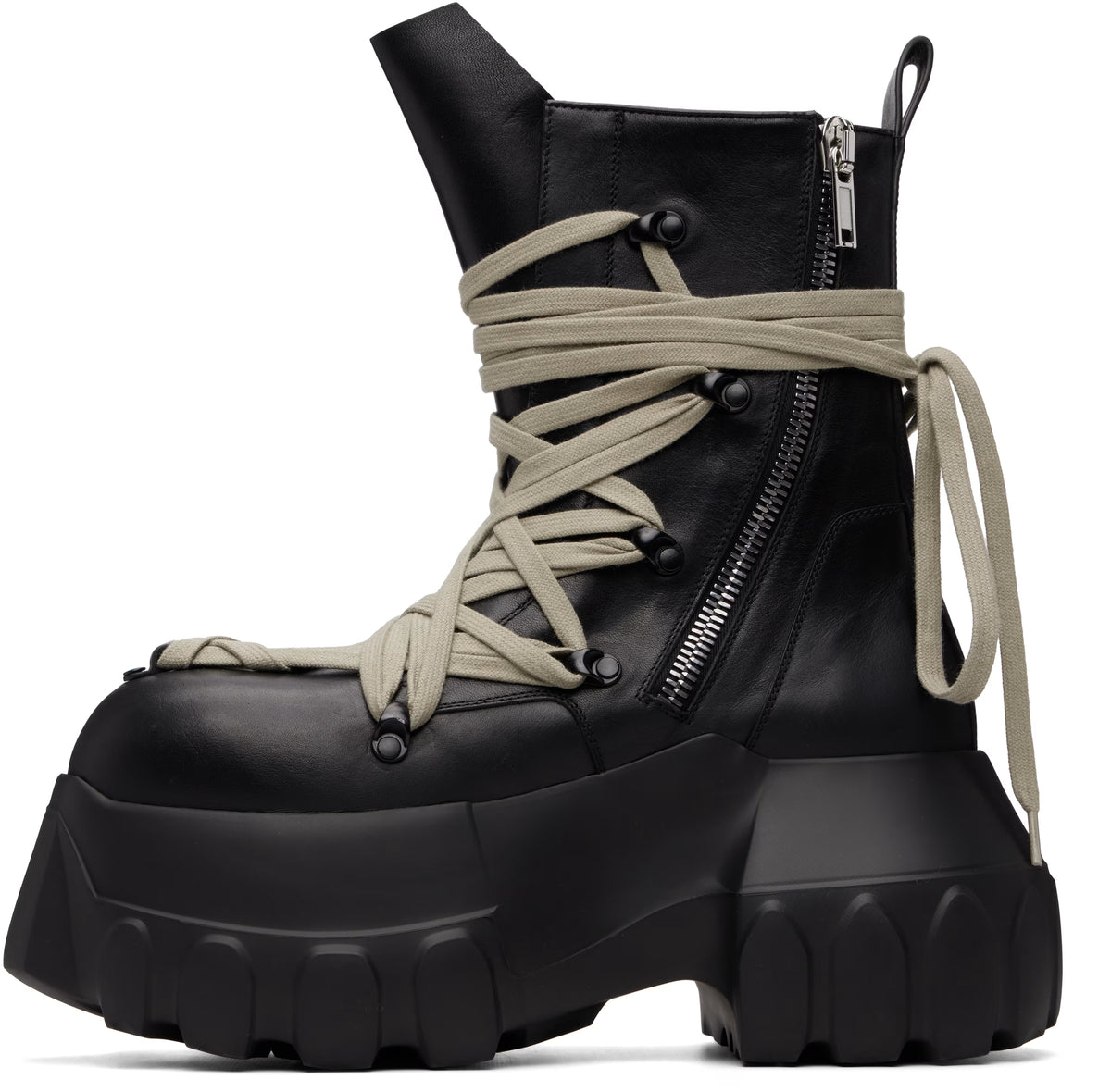RICK OWENS BLACK TOWER MEGALACE MEGA TRACTOR BOOTS