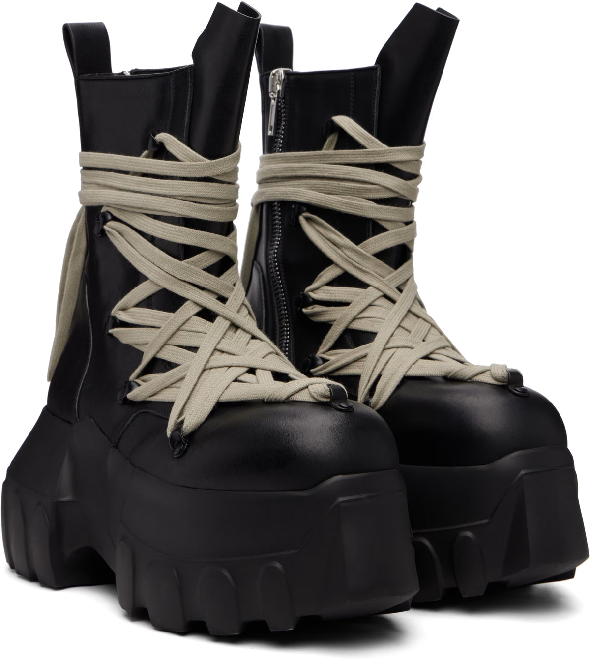 RICK OWENS BLACK TOWER MEGALACE MEGA TRACTOR BOOTS