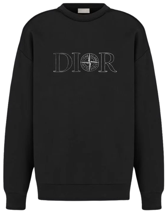 STONE ISLAND X DIOR COTTON FLEECE SWEATSHIRT BLACK