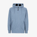 C.P. COMPANY ZIP-UP GOGGLES HOODIE IN LIGHT BLUE
