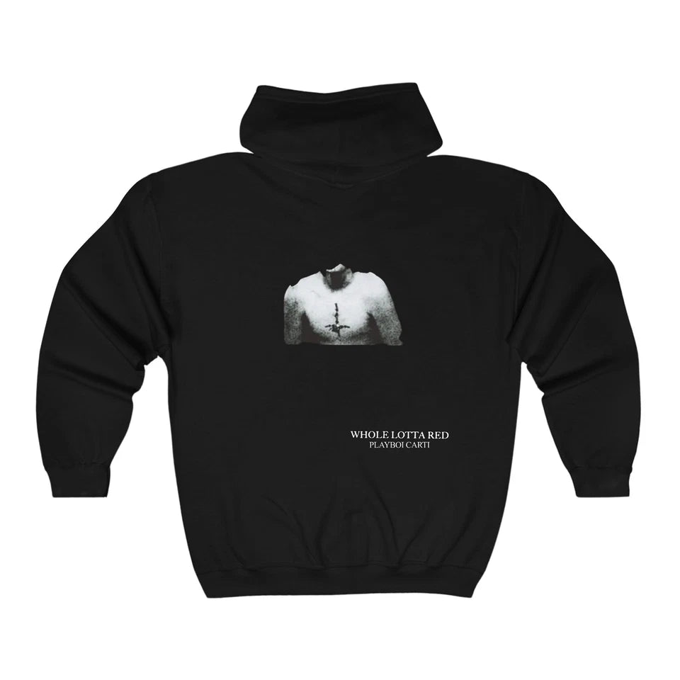 PLAYBOI CARTI HANDS ZIP UP HOODIE WHOLE LOTTA RED ALBUM MERCH