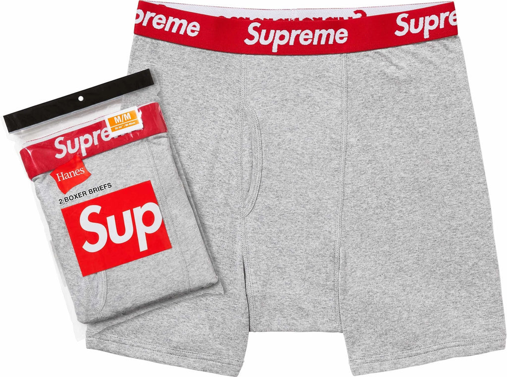 SUPREME®/HANES® HEATHER GREY BOXER BRIEFS (2 PACK)