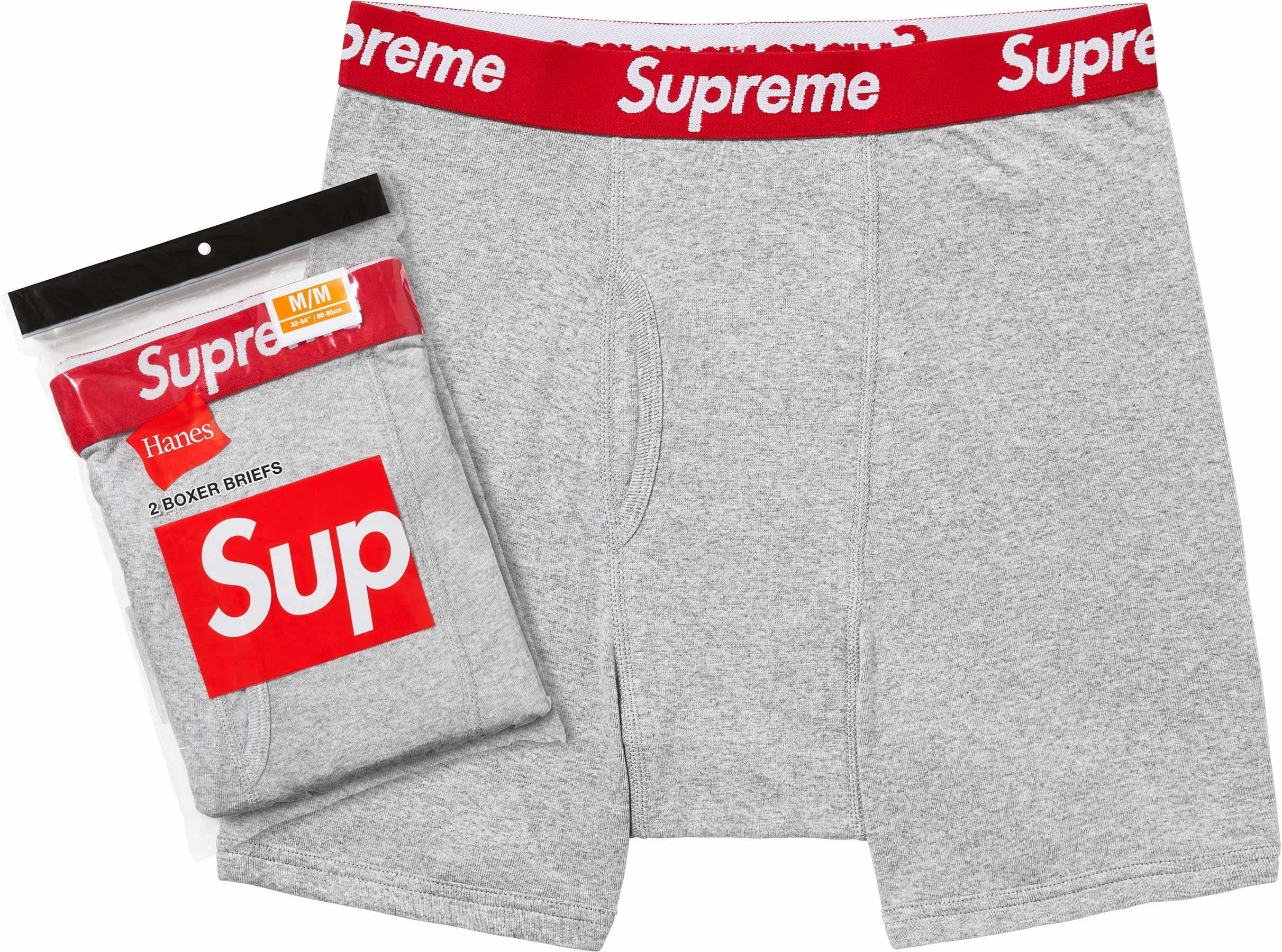SUPREME®/HANES® HEATHER GREY BOXER BRIEFS (2 PACK)