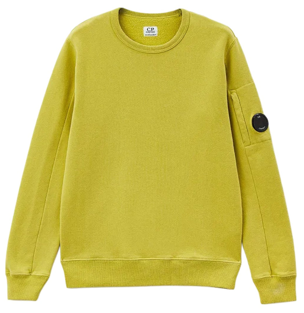 C.P. COMPANY GOGGLE-LOGO CREWNECK SWEATSHIRT IN GOLD YELLOW