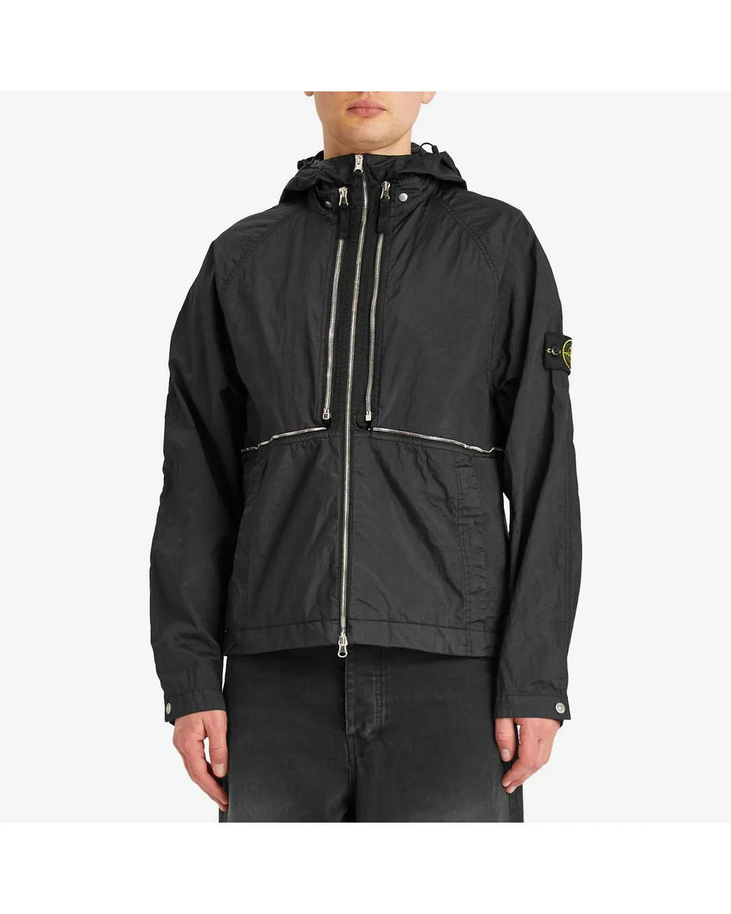 STONE ISLAND BLACK NYLON METAL WATRO-TC ECONYL 2-IN-1 JACKET