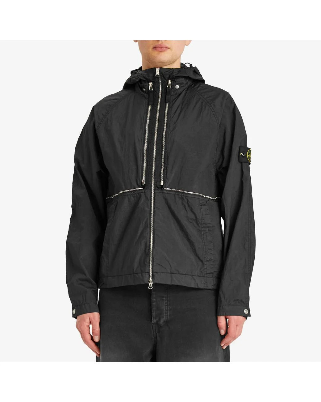 STONE ISLAND BLACK NYLON METAL WATRO-TC ECONYL 2-IN-1 JACKET