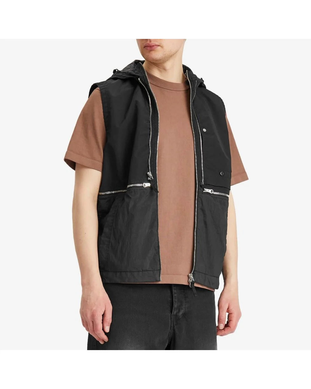 STONE ISLAND BLACK NYLON METAL WATRO-TC ECONYL 2-IN-1 JACKET
