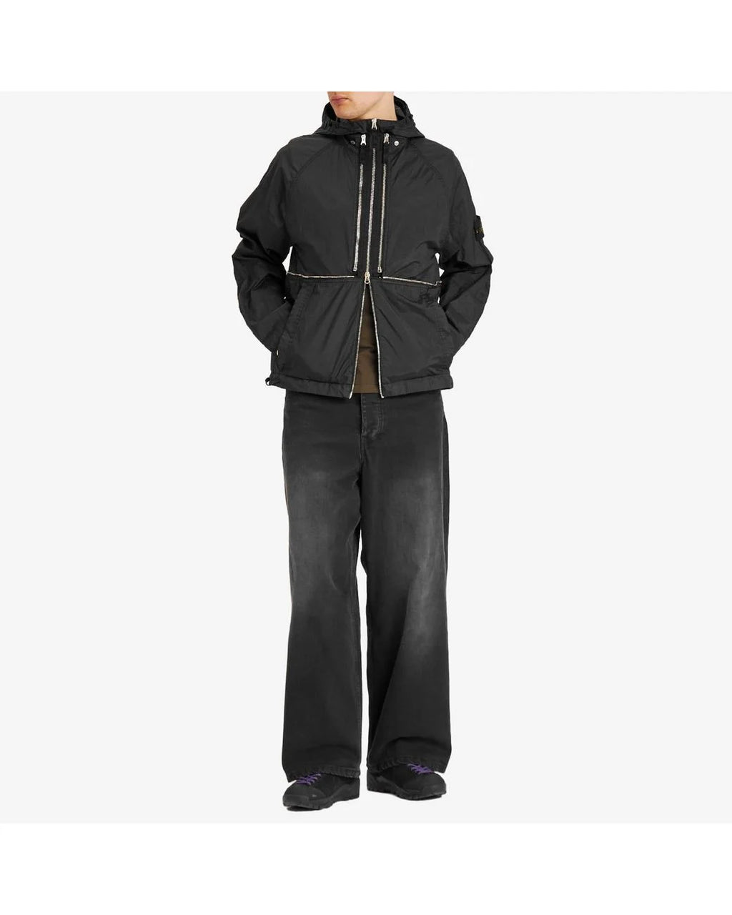 STONE ISLAND BLACK NYLON METAL WATRO-TC ECONYL 2-IN-1 JACKET