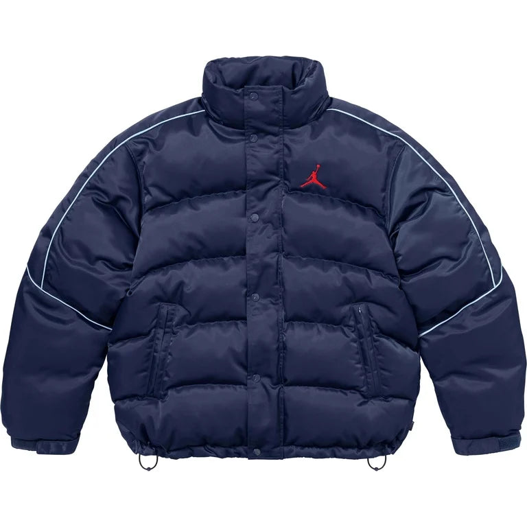 SUPREME X JORDAN PUFFER JACKET IN NAVY BLUE