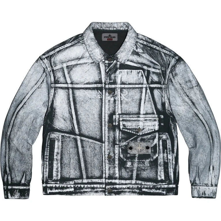 SUPREME®/STONE ISLAND® DENIM TRUCKER JACKET IN REFLECTIVE