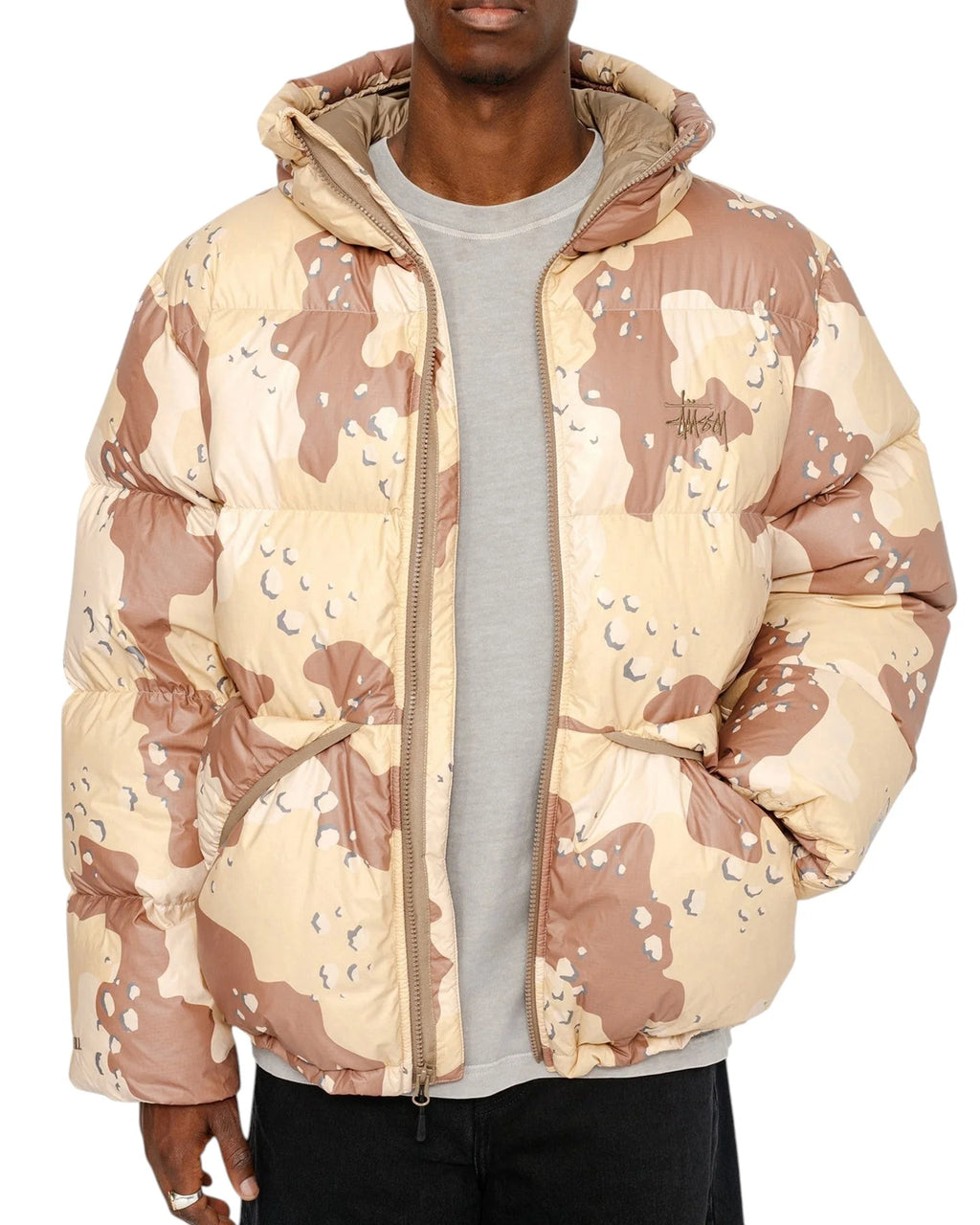 STUSSY DOWN PARKA CAMO RIPSTOP KHAKI