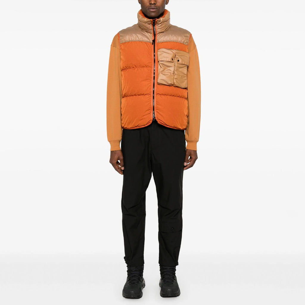 C.P. COMPANY ECO CHROME-R MIXED DOWN VEST 'ORANGE'