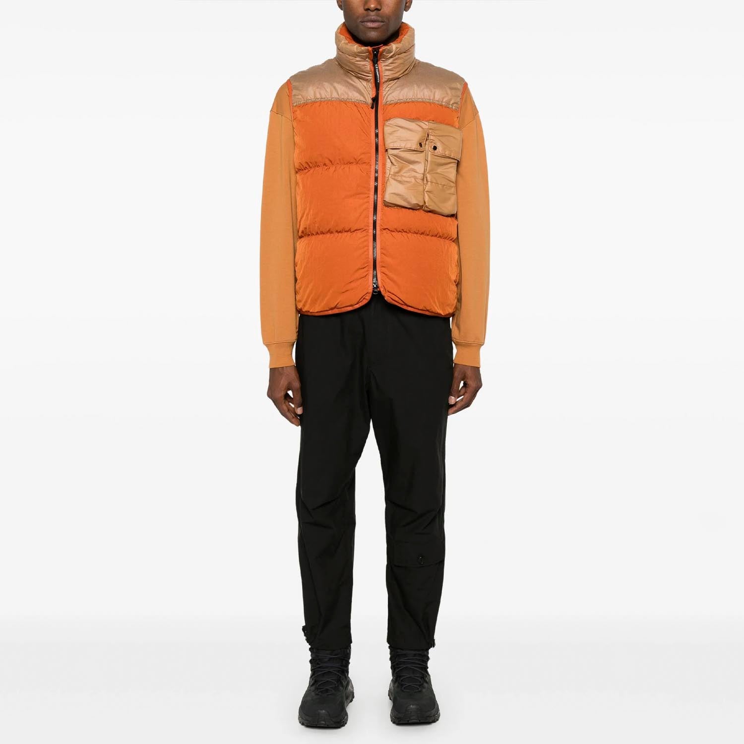 C.P. COMPANY ECO CHROME-R MIXED DOWN VEST 'ORANGE'