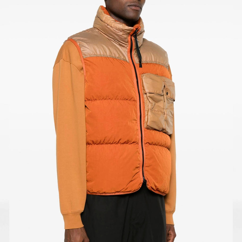 C.P. COMPANY ECO CHROME-R MIXED DOWN VEST 'ORANGE'