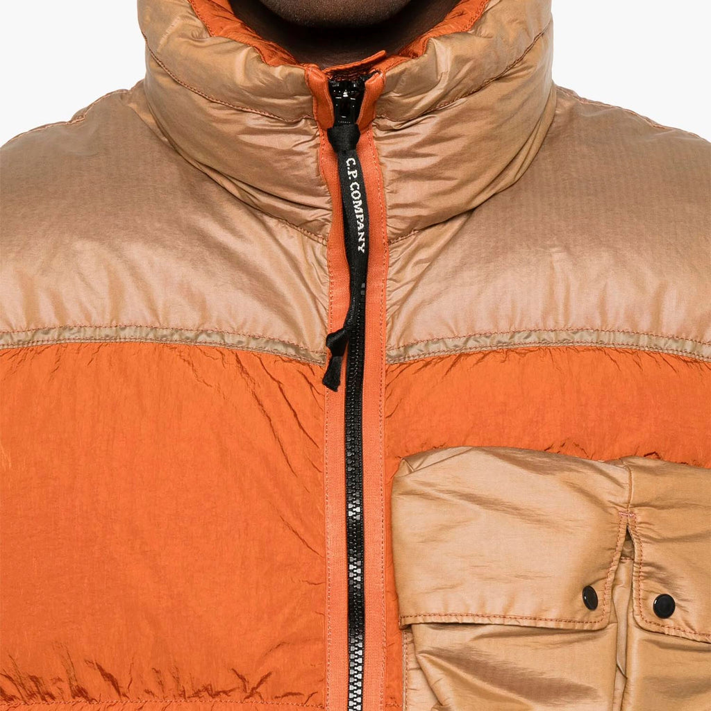 C.P. COMPANY ECO CHROME-R MIXED DOWN VEST 'ORANGE'