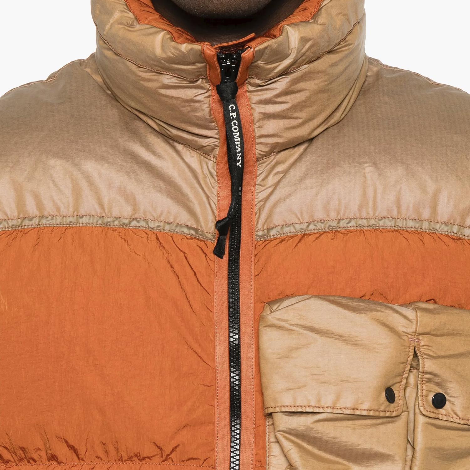 C.P. COMPANY ECO CHROME-R MIXED DOWN VEST 'ORANGE'